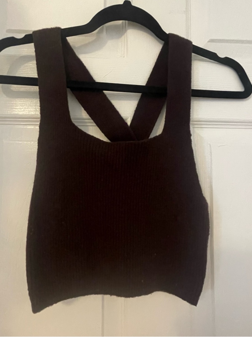 Anthropologie Chocolate Brown Knit Crossback Crop Top